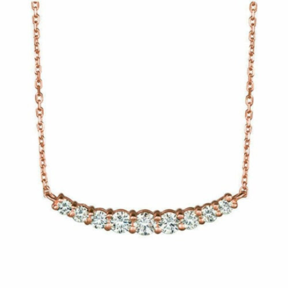 0.50 Carat Natural Diamond Necklace 14K Rose Gold